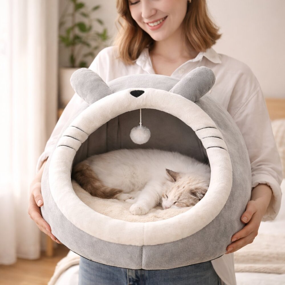 Pet Tent Cave Bed for Cats Small Dogs Self-Warming Cat Tent Bed Cat Hut Medium